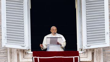 Pope Francis leads the Angelus prayer from his window, in St. Peter's Square at the Vatican, December 24, 2023. REUTERS/Remo Casilli