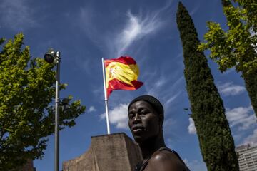 Manifestación en Madrid contra la segregación racial y en solidaridad por el asesinato de George Floyd bajo custodia policial en Minneapolis.