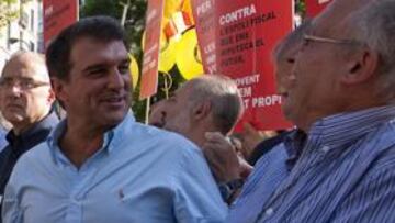 <b>BARCELONA </b>Joan Laporta, en la manifestación independentista.