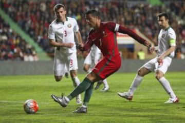 Cristiano Ronaldo, Aleksander Aleksandrov y Svetoslav Dyakov.