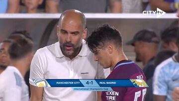 Guardiola desatado al acabar el encuentro con Brahim Díaz