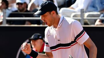 Chile's Nicolas Jarry celebrates a point against France's Alexandre Muller during the Men's ATP Rome Open