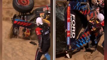 Impacta mucho: el momento en el que Sainz da la vuelta a su coche volcado