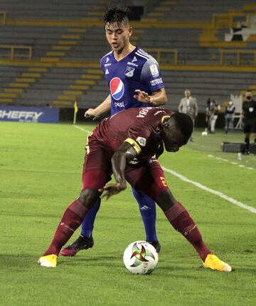 Tolima y Millonarios empataron en el primer encuentro de la final de la Liga BetPlay. Juan Fernando Caicedo marcó en la primera parte del partido, los de Gamero empataron con un tanto Juan Carlos Pereira en la adición.