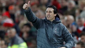 Unai Emery, durante un partido del Arsenal.