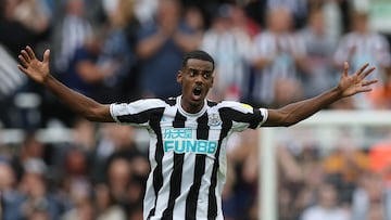 Soccer Football - Premier League - Newcastle United v AFC Bournemouth - St James' Park, Newcastle, Britain - September 17, 2022
Newcastle United's Alexander Isak celebrates scoring their first goal Action Images via Reuters/Lee Smith EDITORIAL USE ONLY. No use with unauthorized audio, video, data, fixture lists, club/league logos or 'live' services. Online in-match use limited to 75 images, no video emulation. No use in betting, games or single club /league/player publications. Please contact your account representative for further details.