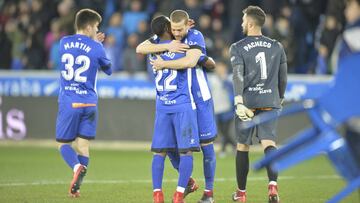 Laguardia celebra la victoria ante el Sevilla.