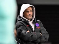 Paris Saint-Germain's Spanish headcoach Luis Enrique attends the French L1 football match between Metz and Paris Saint-Germain (PSG) at the Stade Saint-Symphorien in Metz, eastern France, on December 13, 2025. (Photo by Jean-Christophe VERHAEGEN / AFP)
