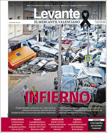 ¡°No camin¨¢is solos¡±: la prensa copa sus portadas con la cat¨¢strofe de la DANA