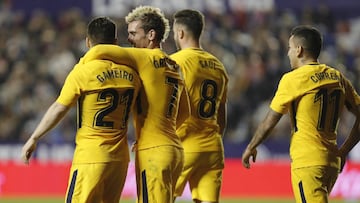 Los jugadores del Atl&eacute;tico celebran un gol. 