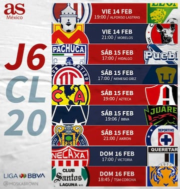 ¿Cuáles son los horarios de la jornada 7 del Clausura 2020