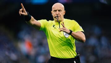 MANCHESTER, ENGLAND - MAY 17: Referee Szymon Marciniak during the UEFA Champions League semi-final second leg match between Manchester City FC and Real Madrid at Etihad Stadium on May 17, 2023 in Manchester, United Kingdom. (Photo by Visionhaus/Getty Images)