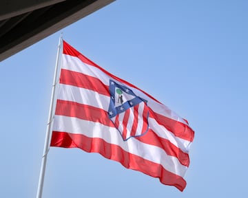 El 27 de mayo el Atlético de Madrid colocó de manera simbólica la enorme bandera del Cívitas Metropolitano con el escudo nuevo. Fue el primer elemento del estadio volvió a recibir el escudo. 