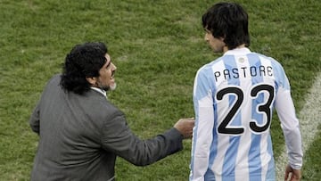 Pastore y el sufrimiento por la muerte de Maradona, DT que lo llevó al Mundial de Sudáfrica