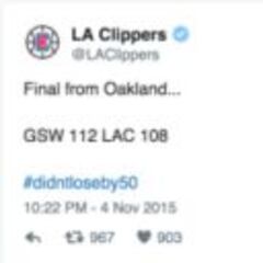 El Twitter de los Clippers la lía: "#Noperdimosde50"