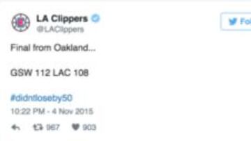 El Twitter de los Clippers la lía: "#Noperdimosde50"