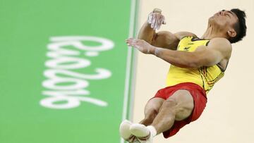 Jossimar Calvo durante su presentación en la gimnasia artística.