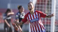 Jenni Hermoso celebrando un gol con el Atl&eacute;tico.