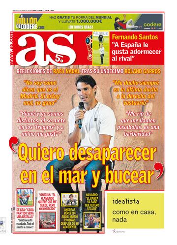 Rafa Nadal a través de las portadas de As