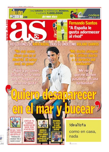 Rafa Nadal a través de las portadas de As