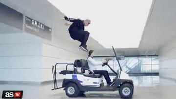 Parkour athlete takes flight in Munich airport