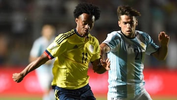 Juan Guillermo Cuadrado ante Argentina en San Juan