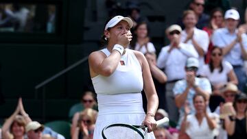 Amanda Anisimova, tras ganar a Aryna Sabalenka en las semifinales de Wimbledon.