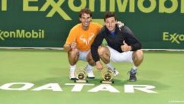 Rafa Nadal y Juan M&oacute;naco, en Qatar. 
