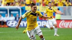 Celebraci&oacute;n de Juan Fernando Quintero en su gol ante Costa de Marfil en la fase de grupos del Mundial de Brasil 2014