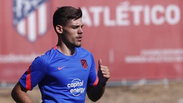 Montero, en un entrenamiento del Atlético.