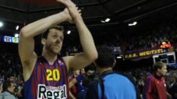 Joe Ingles celebra la clasificación del Barcelona para la Final Four el 25 de abril.