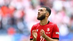 Soccer Football - Euro 2024 - Group F - Georgia v Czech Republic - Hamburg Volksparkstadion, Hamburg, Germany - June 22, 2024 Georgia's Georges Mikautadze applauds fans after the match REUTERS/Lisi Niesner