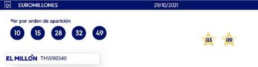Euromillones: comprobar los resultados del sorteo de hoy, viernes 29 de octubre