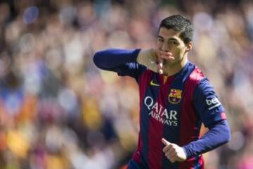 Luis Suárez celebra el 1-0.