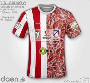 Camiseta conmemorativa del duelo entre el Guijuelo y el Atlético de Madrid.