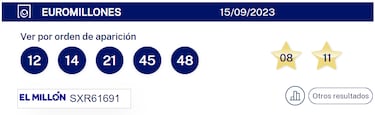 Euromillones: comprobar los resultados del sorteo de hoy, viernes 15 de septiembre