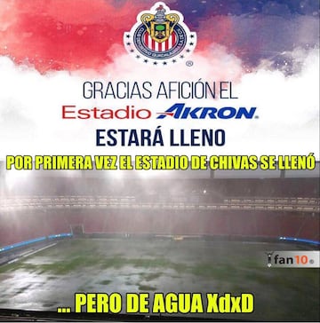 Los memes acaban con Chivas y su estadio inundado