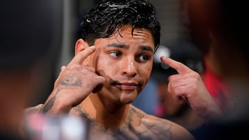 Ryan García durante el entreno abierto al público antes de su combate con Devin Haney.