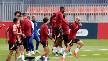 Griezmann durante el entrenamiento de hoy. 