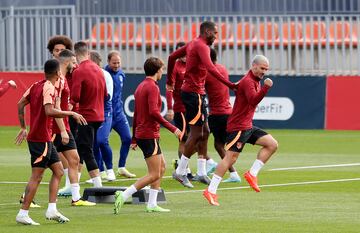 Griezmann durante el entrenamiento de hoy. 