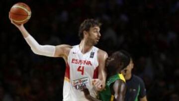 Pau Gasol, durante el partido de octavos ante Senegal.