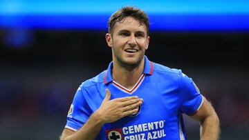 Santiago Gimenez celebrates his goal 1-2 of Cruz Azul during the game Cruz Azul vs Puebla, corresponding Round 04 the Torneo Apertura 2022 of the Liga BBVA MX at Azteca Stadium, on July 23, 2022.
<br><br>
Santiago Gimenez celebra su gol 1-2 de Cruz Azul durante el partido Cruz Azul vs Puebla, correspondiente a la Jornada 04 del Torneo Apertura 2022 de la Liga BBVA MX en el Estadio Azteca, el 23 de julio de 2022.