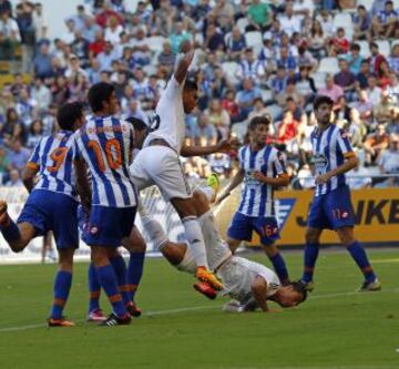 Trofeo Teresa Herrera. Deportivo de la Coru?a - Real Madrid. 0-3. Casemiro marca el tercer gol en un remate de cabeza.