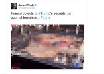 El pol&eacute;mico tuit de James Woods (la foto no estaba pixelada)