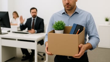 Employee leaving with belongings - artist's impression