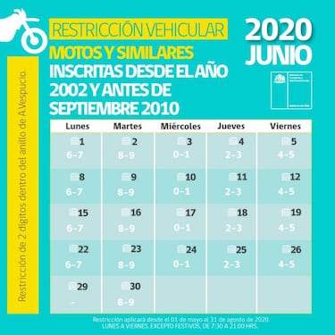 Restricción vehicular en Región Metropolitana: calendario de junio de 2020