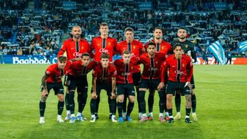 Alineación del Mallorca en Anoeta en partido de la sexta jornada de liga contra la Real Sociedad.