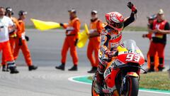 Motorcycling - MotoGP - Pramac Motorrad Grand Prix Germany - Sachsenring, Oberlungwitz, Germany - July 15, 2018   Repsol Honda&#039;s Marc Marquez celebrates after winning the race   REUTERS/Fabrizio Bensch