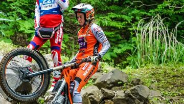 Berta Abellán, con la Scorpa en el TrialGP de Japón 2023.