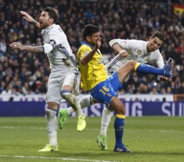 Sergio Ramos, Aythami y Cristiano Ronaldo.